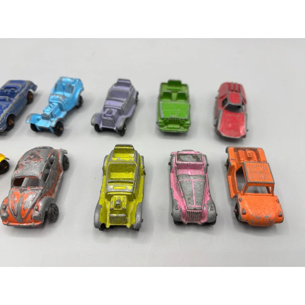 Vintage Diecast Miniature Tootsie Toy Cars Lot 12pc VW Beetle Mercedes Jeep